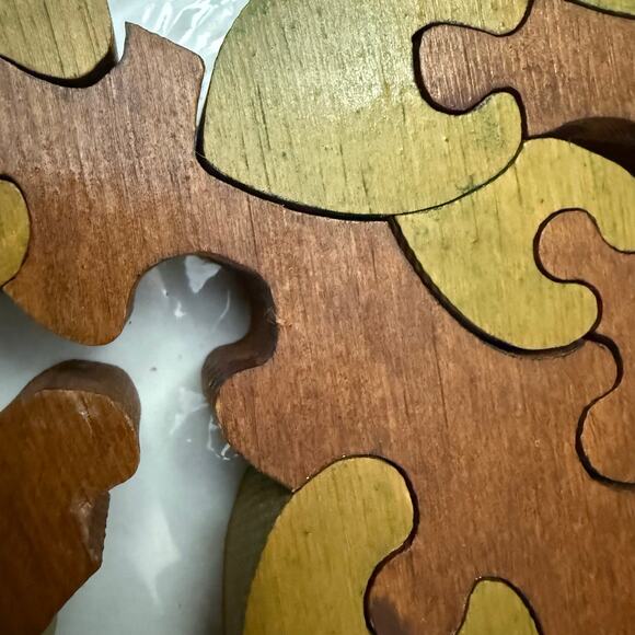 Vintage 1970s Wooden Puzzle Jenell Todd Woodland Animals Tire Swing Tree Painted - Picture 15 of 16